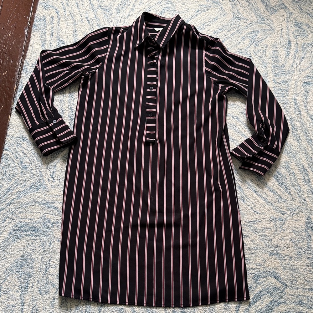 Max Studio striped graphic shift shirt dress large